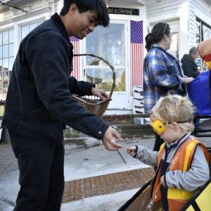 Halloween parade participants.