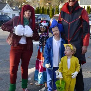 Halloween parade participants.