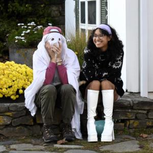 Halloween parade participants.