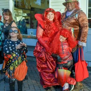Halloween parade participants.