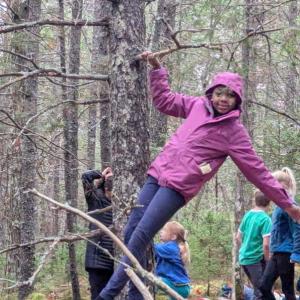 BRES fifth grader Clara Mundy at a Hearty Roots pop up camp. Courtesy of Erin Quinley