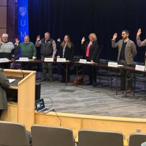 Rep. Holly Stover, D-Boothbay, was sworn in as a member of the Maine Recovery Council on Dec. 12. The 15-member panel works to ensure that funding from legal settlements is used effectively to battle Maine’s opioid crisis. Courtesy photo