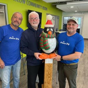 Three of the “Sauna Boys” who will start the countdown at the Penguin Plunge at 11 a.m. on Jan. 1 at the East Boothbay/Murray Hill boat landing.  Jim Jellison, Sal Martti, and Andy Cozzi are pictured above; missing are Curt Crosby, Richard Taylor and Don Earle. Courtesy of David Washburn   