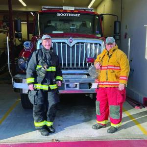 Boothbay firefighters David Washburn, left, and Lucian Laurie. Courtesy photo