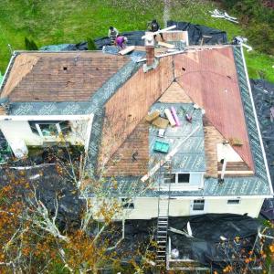 Roof work on a Southport home. Courtesy of Jack Herger