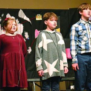 The fifth and sixth graders sing "I'll Sing "Peace on Earth." KEVIN BURNHAM/Boothbay Register