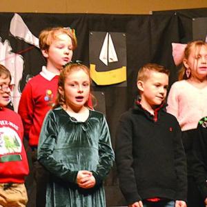 The second and third graders sing "Welcome, Christmas." KEVIN BURNHAM/Boothbay Register