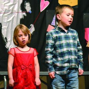 The kindergarten and first graders sing "A Frosty Winter Holiday." KEVIN BURNHAM/Boothbay Register