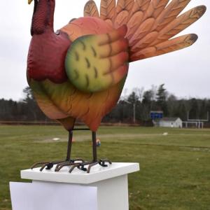The turkey trot mascot. 