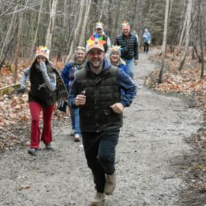 Runners on the school trail at the 2024 Boothbay Region Turkey Trot. FRITZ FREUDENBERGER/Boothbay Register