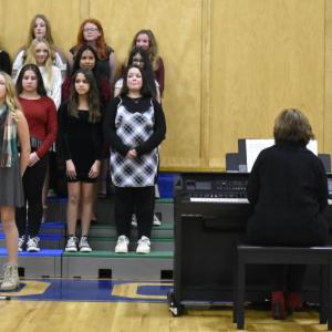 Shea Fritz sings a solo with the Seventh and Eighth Grade Chorus. FRITZ FREUDENBERGER