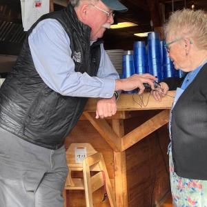 Don Carrigan talks with Nancy van Dyke. Jen Mitchell photo