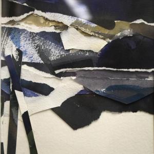 "View of the Mountains" - watercolor collage - Christine G. Aston