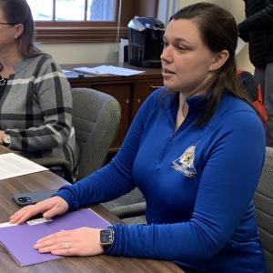 County EMA Director Emily Huber announces the hiring of Frances Demers of Waterboro as the new preparedness coordinator. BILL PEARSON/Boothbay Register EMA director