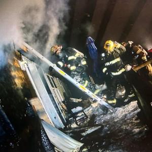 238 West Side Road fire scene Feb. 10. Courtesy of Mark Sullivan