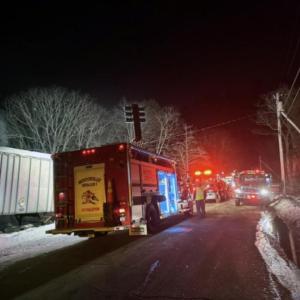 Boothbay’s Rescue truck providing fire operations. Courtesy of Mark Sullivan support and scene lighting.