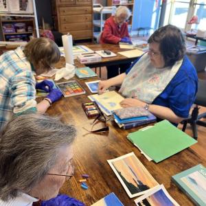 Lincoln Home residents meet monthly to create pastel paintings with Kim Traina. Courtesy photo Lincoln Home residents meet monthly to create pastel paintings with Kim Traina. Courtesy photo
