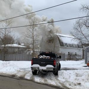 Fire at the Boothbay Harbor Sewer District. BILL PEARSON/Boothbay Register