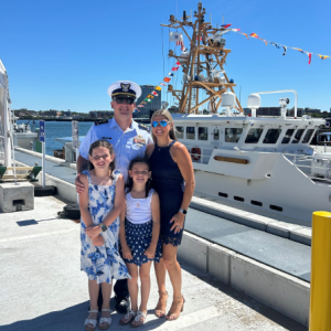 D.J. Holcomb and family at change of command ceremony in Boston, Massachusetts. Courtesy of DJ Holcomb