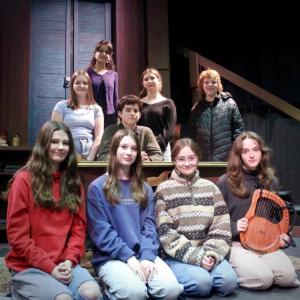 Cast to present "Sonnets to Orpheus," a beautiful piece based on the classic myth, "Orpheus and Euridice", a Lincoln Academy / Heartwood Theater collaboration. Top: Sophia Scott; middle: Katelyn Prior, Taylin Lowe, Trystan Lambert; seated: Addison McCafferty, Sydney Kurr, Cadence Balbo Towle, Natalie Friel. Courtesy of Heartwood