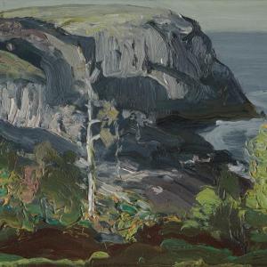 George Wesley Bellows (1882-1925), Ocean Headland, Black Head, Monhegan, 1911, oil on panel, Monhegan Museum of Art & History, Gift of Susan Bateson and Stephen Fuller