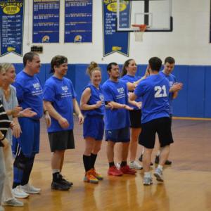 Blue team introductions. KEVIN BURNHAM/Boothbay Register