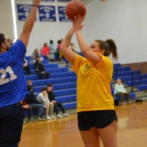 Jaelyn Crocker puts up a shot. KEVIN BURNHAM/Boothbay Register