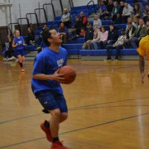Julian Aponte on a fastbreak. KEVIN BURNHAM/Boothbay Register