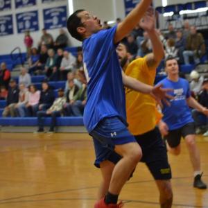 Bruce Orne tries to stop Julian Aponte's shot. KEVIN BURNHAM/Boothbay Register