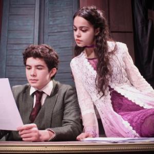 L/A seniors Elias Bassett and Sophia Scott as Rilke and Vera, in "Sonnets to Orpheus", opening March 14 in the Poe Theater. Courtesy of Heartwood