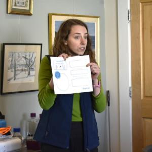 Aislyn Keyes instructs students to fill out their hypotheses in their Bigelow workbooks. ISABELLE CURTIS/Boothbay Register