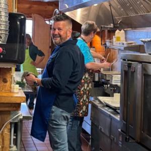 Buzz Makarewicz in the kitchen at Community Lunch. Lisa Hallinan photo