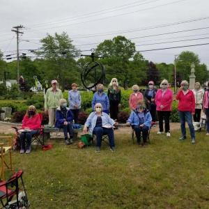 Boothbay Region Garden Club meets in the Armillary Garden during the COVID pandemic. Courtesy photo