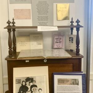 The Monday Club memorabilia is housed on Elizabeth Reed's writing desk. ISABELLE CURTIS/Boothbay Register