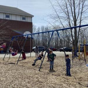 All-school recess at Edgecomb Eddy School. Courtesy of EES