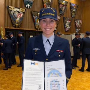 Glory Blethen receives her billet to Portsmouth, Virginia and CGC Northland. Courtesy of Glory Blethen