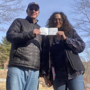 Bill Vaughan from the Damariscotta/Newcastle Rotary and Erica Berman executive director of Veggies to Table. Courtesy photo