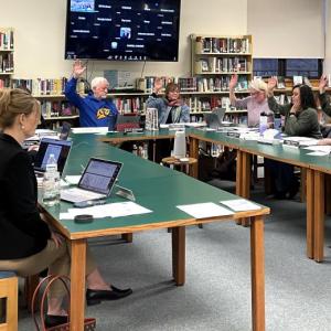 The Community School District School Committee votes on the FY26 budget. FRITZ FREUDENBERGER/Boothbay Register