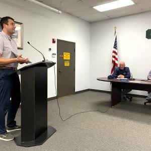 Town Finance Officer Thomas "Quincy" Browne gives a report to the Boothbay Harbor selectboard. FRITZ FREUDENBERGER/Boothbay Register