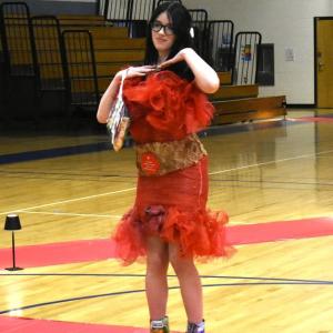Kate Hallinan snatches 2nd place with her potato sack dress. ISABELLE CURTIS/Boothbay Register