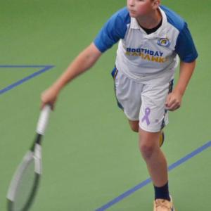 Avery Fowlie watches a serve against Mountain Valley. KEVIN BURNHAM/Boothbay Register