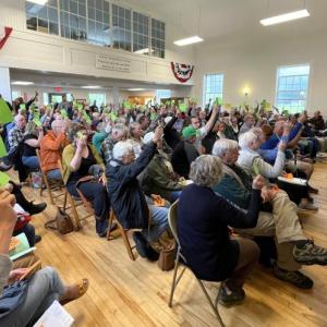 Residents vote at the Edgecomb school budget town meeting May 17. FRITZ FREUDENBERGER/Boothbay Register