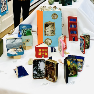 A collection of shines and upcycled books. Courtesy of Manon Lewis