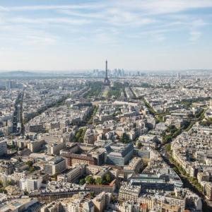 An aerial view of Paris, France. Courtesy of Palmyre Roigt