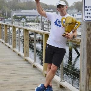 Ben Twining of Bigelow snatches the trophy for the second year. ISABELLE CURTIS/Boothbay Register