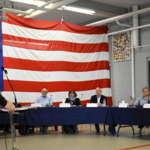 Boothbay Region Ambulance Service president Robert Ham speaks during Boothbay Harbor's annual town meeting May 3. FRITZ FREUDENBERGER