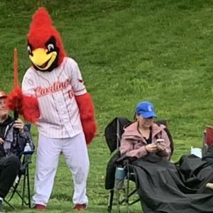 Cardy McFly is the Lincoln County Cardinals' team mascot and No. 1 fan. BILL PEARSON/Boothbay Register Cardy McFly