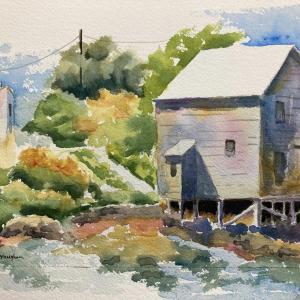 Fishing Shack, watercolor by Bob Vaughan