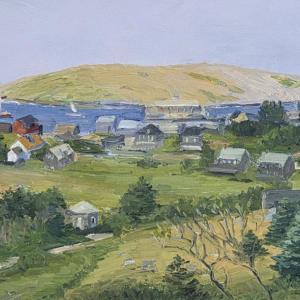 "Monhegan Town" - oil on canvas - Kevin Beers. Courtesy of Gleason Fine Art