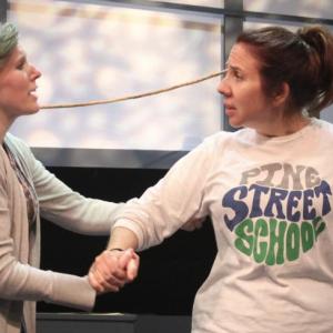 Emily Sue Barker (left) and Teralyn Reiter in rehearsal for Heartwood's "Silent Sky", running June 20-28 in the Poe Theater, Newcastle. Courtesy of Joy Braley